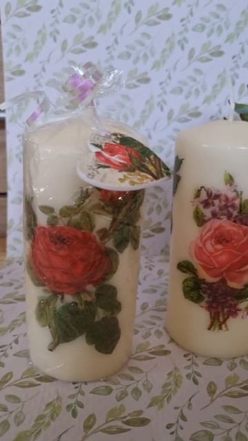 Decoupage napkin flowers design Pillar Candle смотреть онлайн