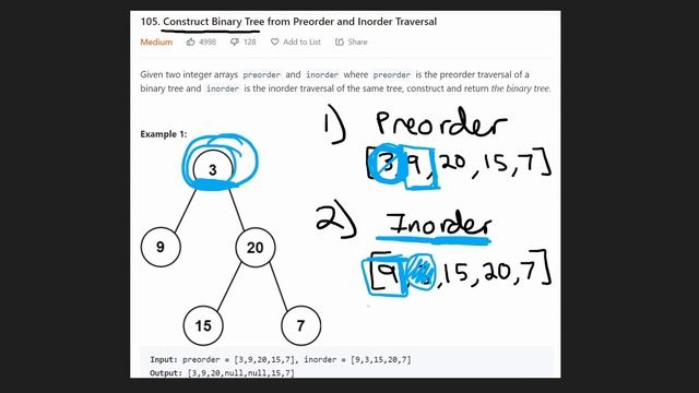 13 - Leetcode 105: Construct Binary Tree from Preorder and Inorder Traversal (RU) смотреть онлайн