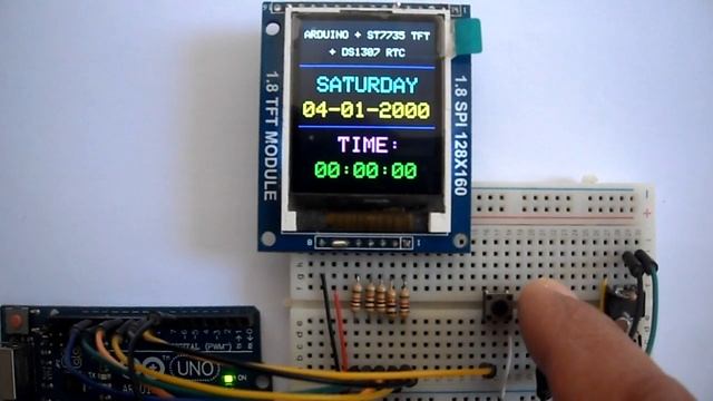Arduino clock with ST7735 TFT and DS3231 RTC смотреть онлайн