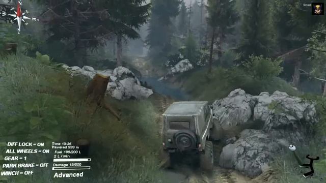SpinTires Blackwater map with modded UAZ 2015 смотреть онлайн