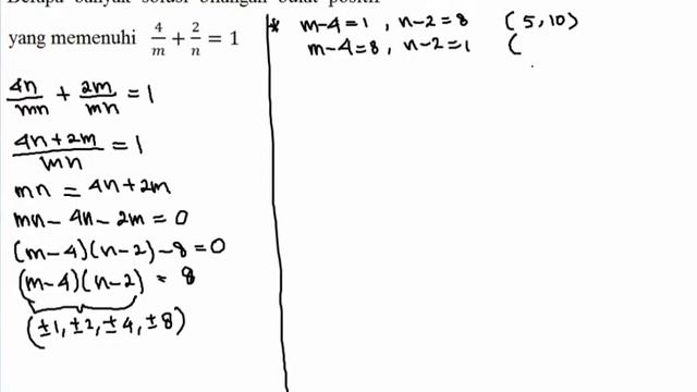 Persamaan Diophantine 4/m + 2/n = 1 смотреть онлайн