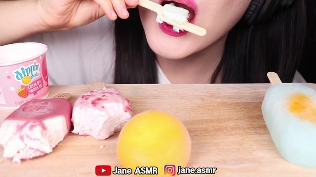 ASMR PINK ICE CREAM, BLUE ICE CREAM *LOLLIPOP ICE CREAM 롤리팝 아이스크림, 핑크 아이스크림, 블루 아이스 먹방 JANE ASMR 제인