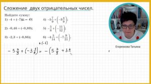 Сложение отрицательных чисел