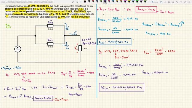 TRF 12 - Ejercicio de transformadres en paralelo y pruebas de vacío y corto en por unidad смотреть онлайн