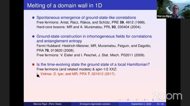 Marcos Rigol "Emergent eigenstate solution to quantum dynamics far from equilibrium" смотреть онлайн
