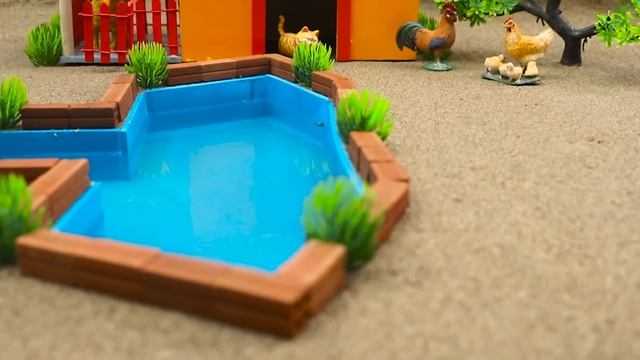 DIY Farm Diorama with house for cow, barn | mini hand pump supply water for animals | Cattle Farm смотреть онлайн