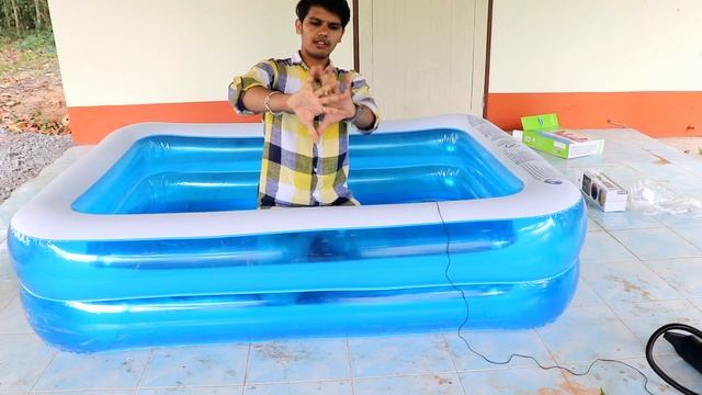 Best swimming pool for kids review in Telugu || Intex Inflatable Rectangular Pool for Kids смотреть онлайн