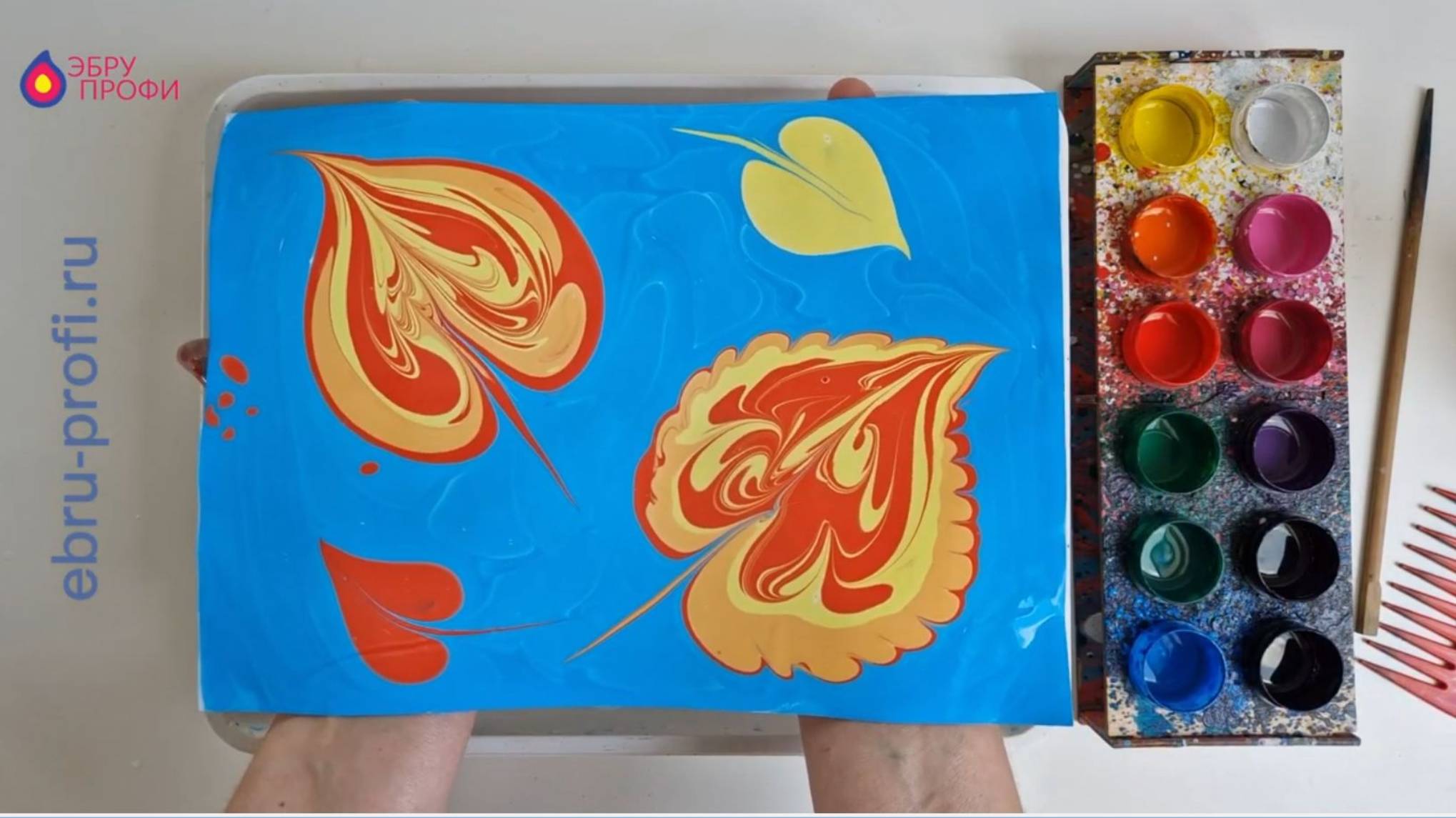 Видео-урок_ _Как нарисовать осенние листья на воде_ (технология эбру) смотреть онлайн