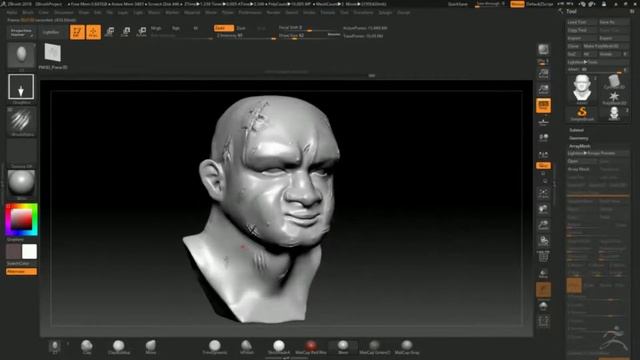 Пример применения альф в программе Zbrush. смотреть онлайн