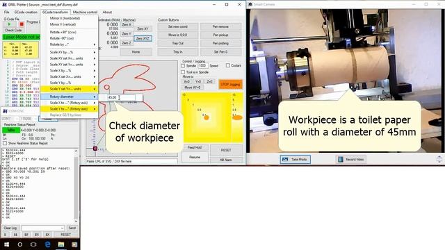 GRBL-Plotter 1.1.0.0 Setting up a rotary axis смотреть онлайн