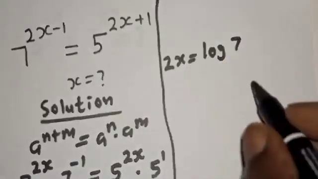 A Nice Math Problem 7^2x-1=5^2x+1 @olustatmathclass7999 смотреть онлайн