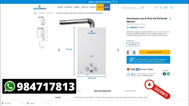 TERMA DE PASO DE 10 L + Instalacion de calentador de agua GRATIS a gas natural CALIDDA aquamaxx смотреть онлайн