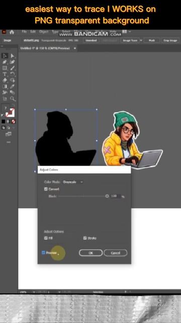 Easiest way to trace I Works on PNG transparent background #Adobe Illustrator #AItutorial смотреть онлайн