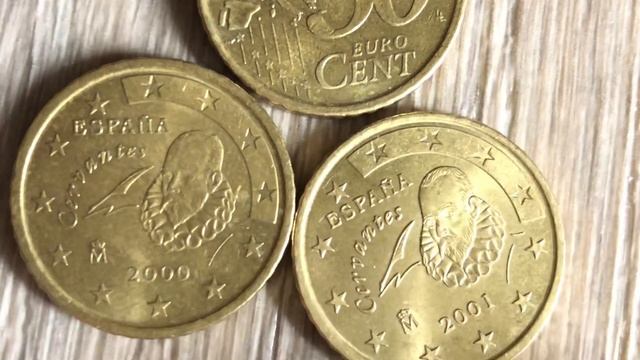 Spain 50 Euro cent 1999 2000 & 2001 Miguel de Cervantes #coin #euro #spain смотреть онлайн
