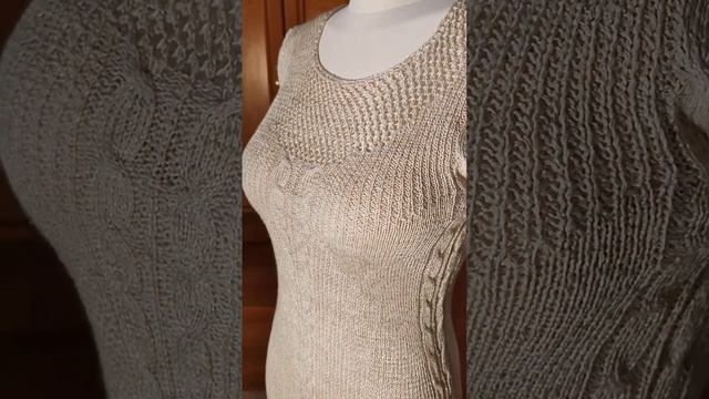 Платье из льна спицами.