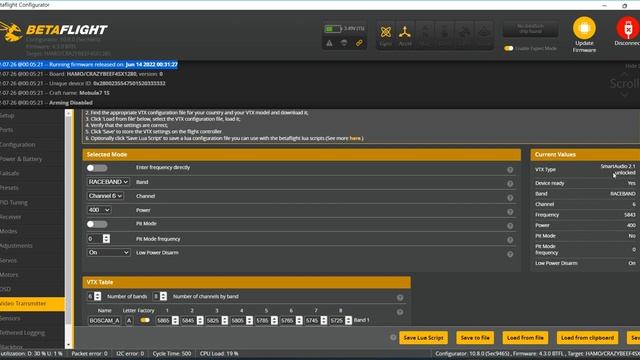 (Mobula 7 ELRS) VTX Settings Change Test03 Result-Betaflight Screen Recording