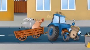 Весёлый трактор и оранжевый мусоровоз