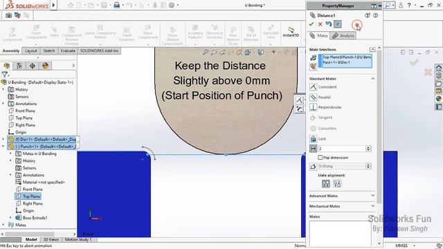 Sheet Metal U Bending Animation Tutorial in Solidworks смотреть онлайн