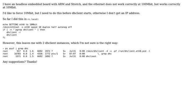 Unix & Linux: How to force a Debian Stretch ethernet to 10MBit? смотреть онлайн
