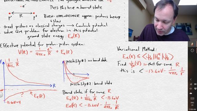 Variational method example: hydrogen molecule ion II смотреть онлайн