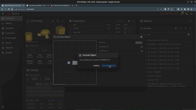 Klipper, Mainsail, Cura And Excluded Objects