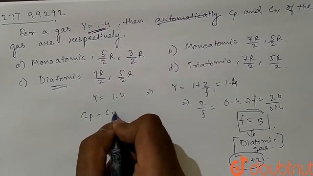 For a gas if `gamma=1.4` , then atomically, `C_p` and `C_v` of the gas are respectively смотреть онлайн