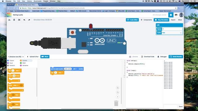 Hello World Arduino Tinkercad смотреть онлайн