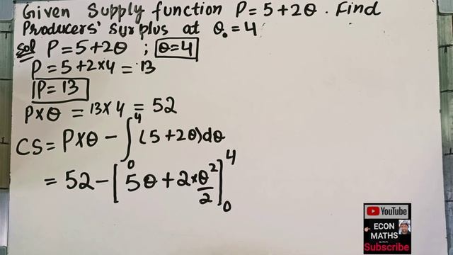 Finding Producers' Surplus from a given Supply Function and Equilibrium quantity. #NET #SET #Maths смотреть онлайн