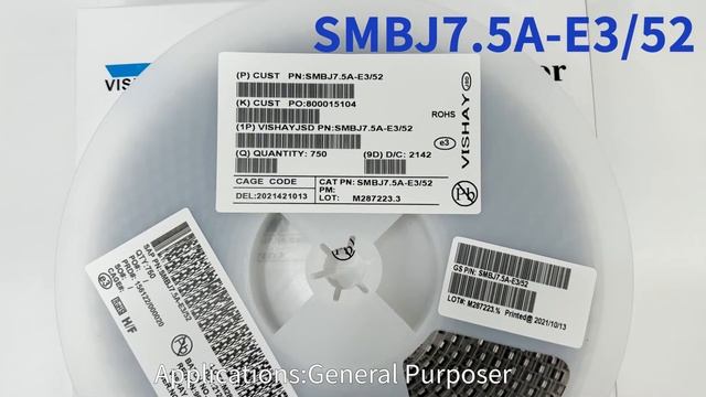 SMBJ7.5A-E3/52 | Crcuit Protection TVS - Diodes From Vishay смотреть онлайн
