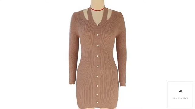 Cut Out Knit Button Mini Dress смотреть онлайн