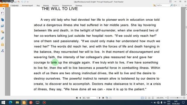 ELS.THE WILL TO LIVE.PASSAGE 39.TARJIMA DARSI. смотреть онлайн