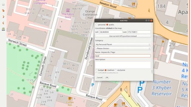 FoxtrotGPS on Ubuntu - Adding a POI смотреть онлайн