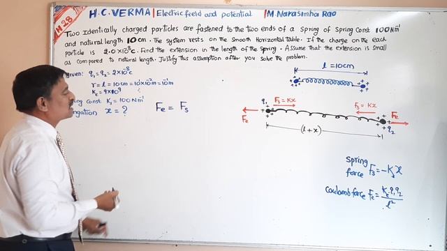 Two identically charged particles are fastened| H.C.VERMA | Q.no.28 | ELECTRIC FIELD AND POTENTIAL смотреть онлайн