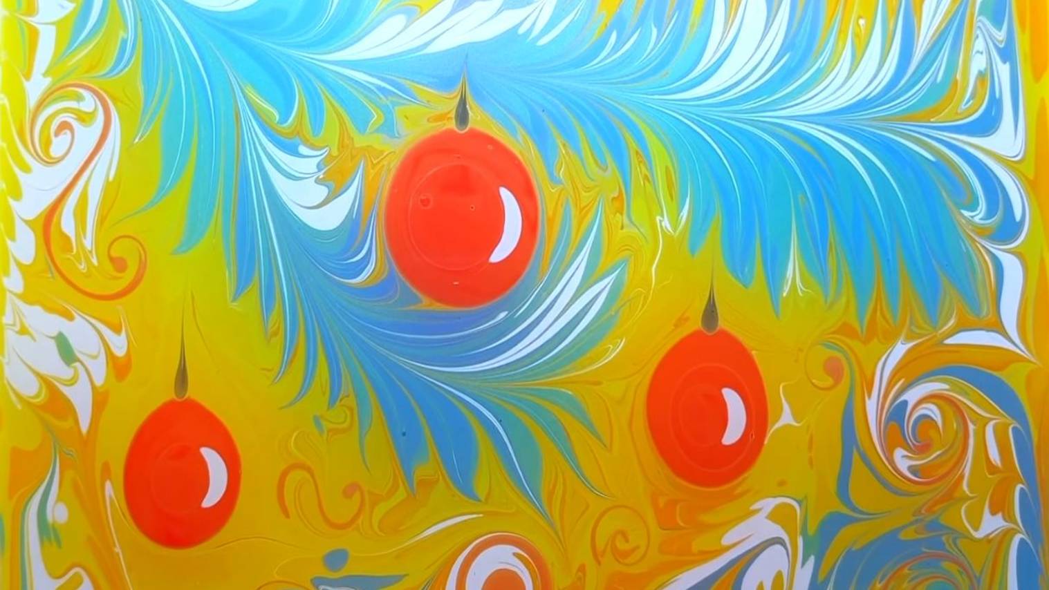 Новый год. Эбру шоу Техника рисования на воде, эбру смотреть онлайн