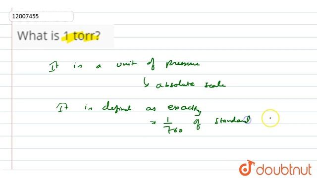 What is 1 torr? | 11 | PROPERTIES OF BULK MATTER | PHYSICS | PRADEEP | Doubtnut смотреть онлайн