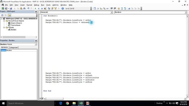 PART 42 - EXCEL BORDERS BY USING VBA MACRO (TAMIL) | Kallanai YT смотреть онлайн