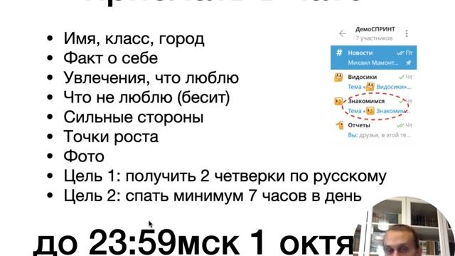 Демоспринт. Заполняем карточку участника и ставим цели. смотреть онлайн