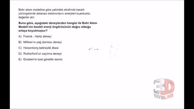 3D AYT Fizik Soru Bankası 8.Bölüm Test-3 (Bohr Atom Modelinin Temel Kav-2) [2021] смотреть онлайн