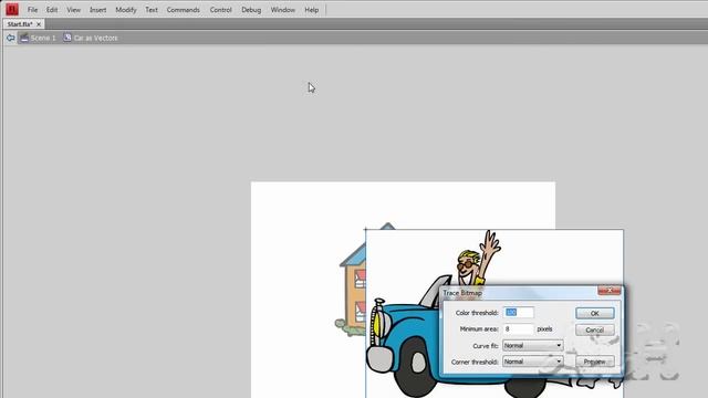 Trace Bitmap To Vector Shapes In Flash CS4 Part 1 of 2 смотреть онлайн