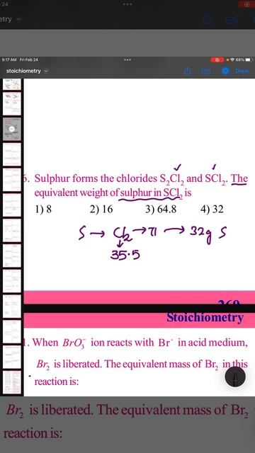 The equivalent mass of sulphur in SCl2 смотреть онлайн