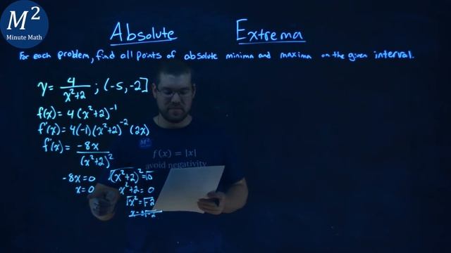 y=4/(x^2+2); (-5, -2] | Find all points of absolute minima and maxima | Worked out solution смотреть онлайн