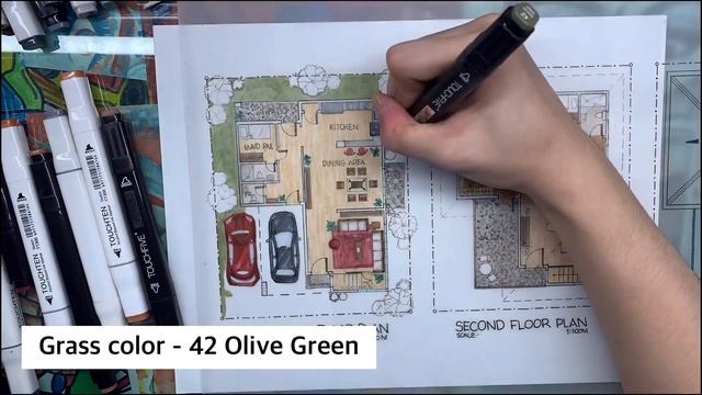 How To render FLOOR PLAN with Alcohol markers | ARCHITECTURAL RENDER | TOUCH FIVE смотреть онлайн