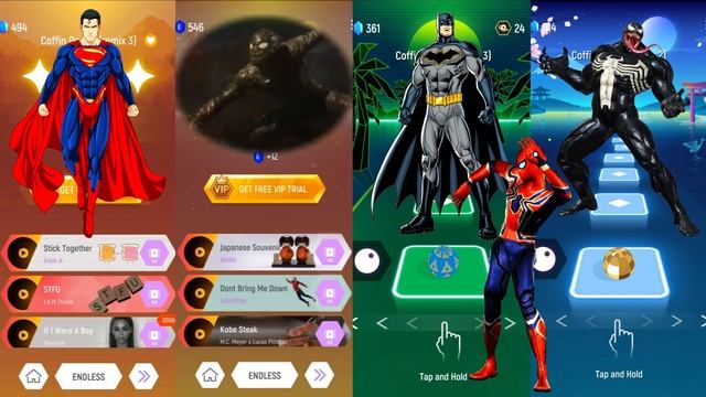 Superman 🆚 Spiderman 🆚 Batman 🆚 Venom | Marvel Heroes 🆚 DC Heroes | Tiles Hop Fun Ball смотреть онлайн