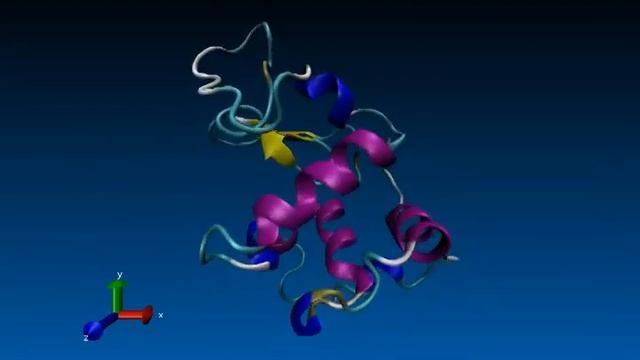 lysozyme in water. Water molecules not visible. смотреть онлайн