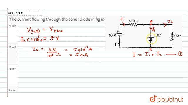The current flowing through the zener diode in fig is- смотреть онлайн