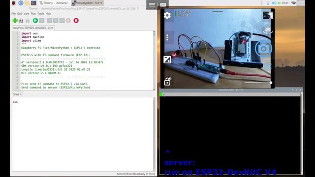 RPi Pico + ESP32-S remote control ESP32-DevKitC via WiFi TCP, using MicroPython. смотреть онлайн
