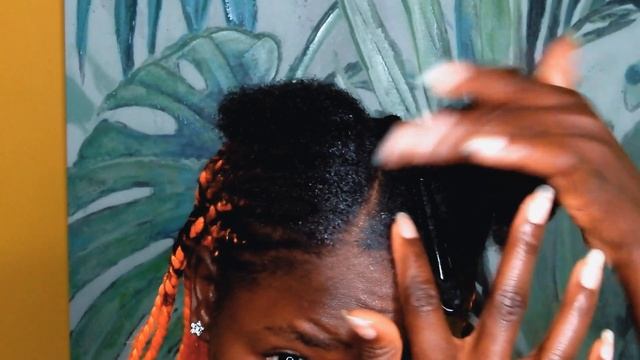 DIY Super Bright Orange Knotless Goddess Braids On Dark Skin | Long Box Braids With Cornrows