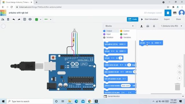 tinkercad rgb led code | tinkercad rgb led with button | tinkercad rgb led | rgb arduino |Block cod смотреть онлайн
