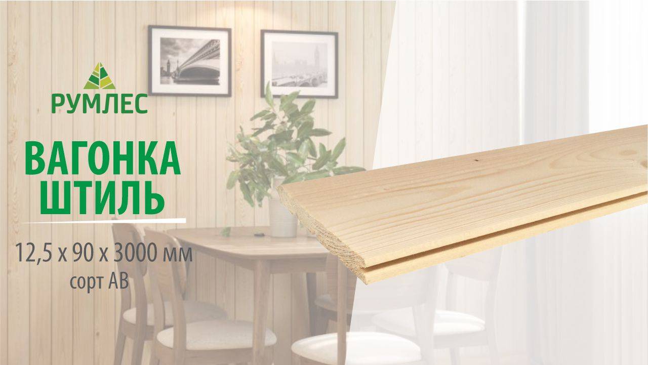 Вагонка штиль ель/сосна 12,5*96(90)*3000мм сорт AB смотреть онлайн