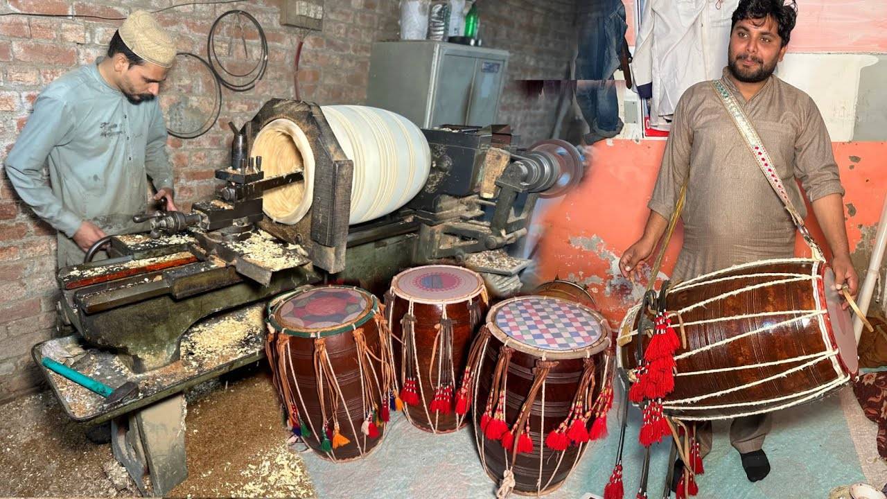 Невероятно! Процесс изготовления деревянного барабана (Dhol) на токарном станке | как сделать смотреть онлайн